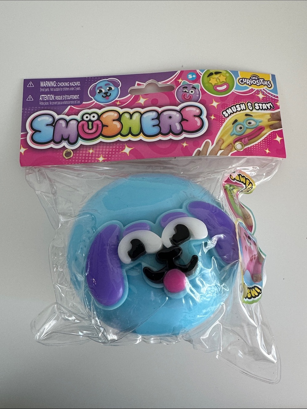 SMUSHERS Blue Squishy Puppy DOG Squeeze Smush Silly Fidget Toy, Orb